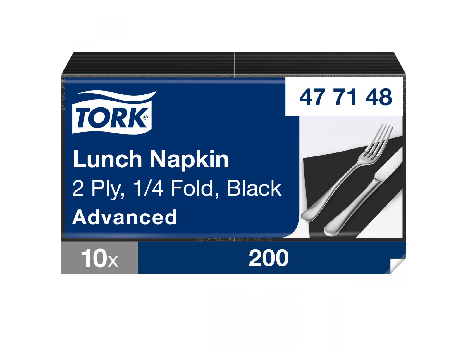 Serwetki Tork 33x33 477148 Czarne Karton 2000 serwetek (10 x 200) Składana 1/4